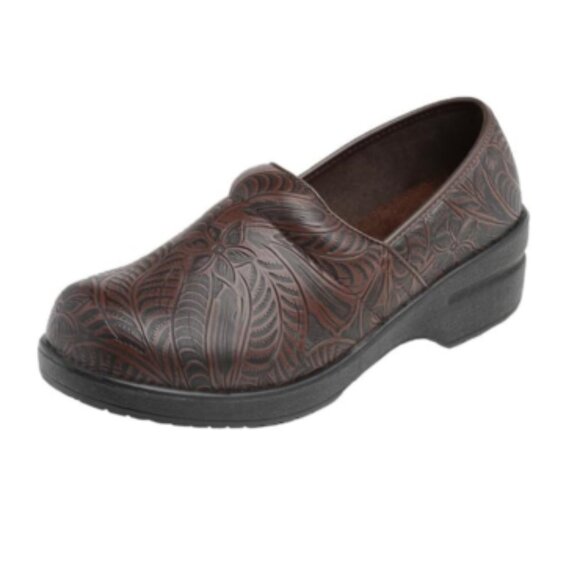 CUSHIONAIRE Clair Vegan Tooled Leather Comfort Clogs Women Brown 🆕📦🏃 💨⚡🚚 - Picture 2 of 15